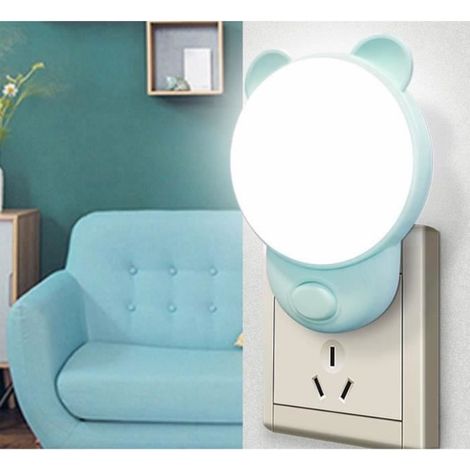 Veilleuse Bébé Prise Électrique avec Interrupteur, Lot de 2 LED Lampe de Chevet Enfant, 1,5W, Prise Européen. (1/2)
