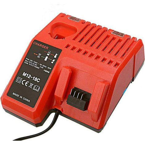Ersatzladegerät für Milwaukee M18 M12 18V/220V Akkus. Kompatibel mit dem Milwaukee 12V-14V/18V M12-18C Doppelladegerät. (1/5)