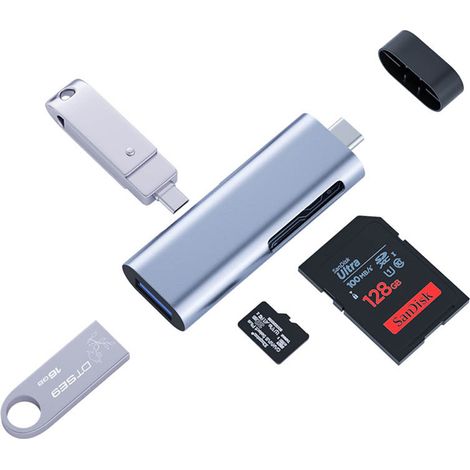 Lecteur De Carte Microsd - Usb 3.0 - Type C - Compatible Windows Mac Ipados Android - Jusqu À 256 Go - 1 Pièce (1/5)