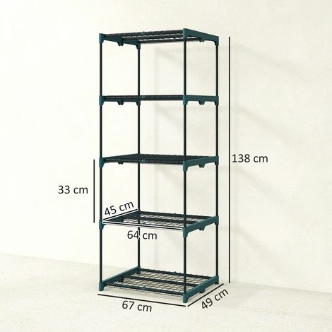 Étagère à fleurs acier 5 niveaux intérieur extérieur jardin balcon 67x49x138cm vert (1/5)