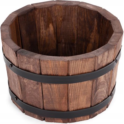 Holzblumentopf 28 x H 17 cm, niedrig, Walnuss (1/5)