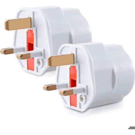 2X Adaptateur Prise Anglaise - Modèle Schuko Type G - Fiche France vers Royaume-Uni - Prise Compact pour Voyage - Compatible (1/4)