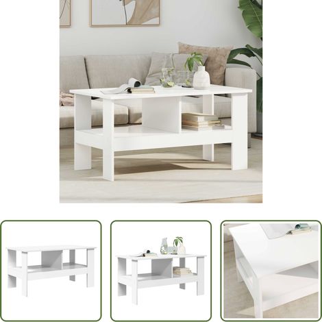 Wohnzimmer Couchtisch - Couchtisch Weiß 90 x 50 x 45 cm Holzwerkstoff (1/5)