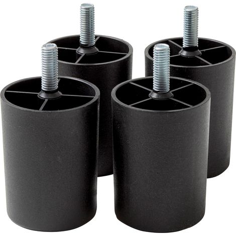 Lot de 4 Pieds en Plastique pour canapés et Meubles Hauteur 80 mm Couleur Noire Lot de 4 Pieds avec vis pour fauteuils et armoires (1/5)