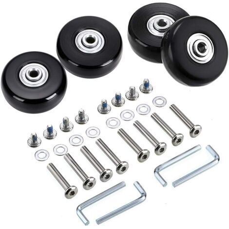 Set of 4 replacement wheels for trolley suitcases – Diameter 45 mm – Rubber and metal – Easy installation – Swivel wheels for mobility (1/5)