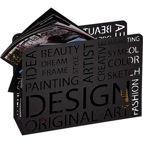 Porte-revues design en métal laqué noir
