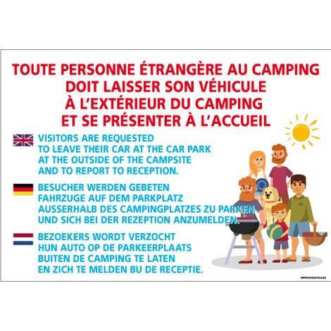 PANNEAU TOUTE PERSONNE ETRANGERE AU CAMPING (H0296) - Adhésif - 420 x 300 mm