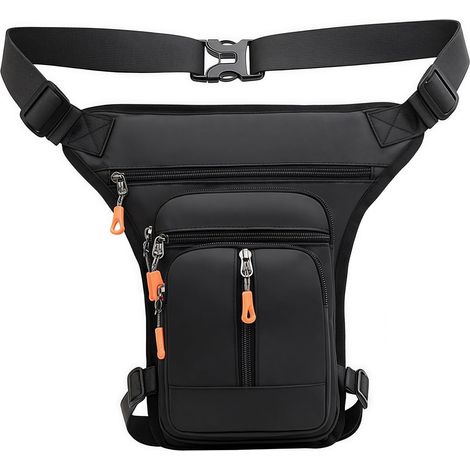 Sac de jambe de moto avec sangle de jambe amovible, sac de jambe avec 5 poches, poche de jambe réglable pour homme et femme pour la randonnée, le camping, l'escalade, la course, le sport (1/5)