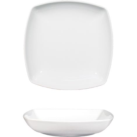 Saturnia Piatto Fondo Quadro L 21 Cm H 4,5 Cm Diag. 24,5 Cm Porcellana Tokio Bianco