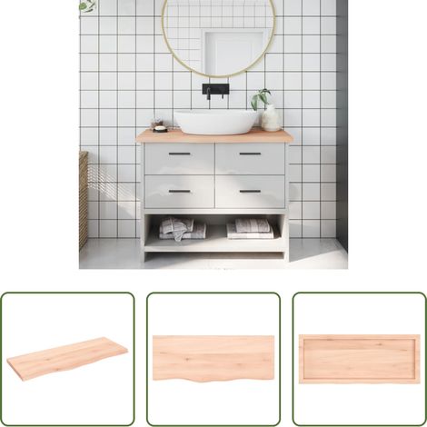 vidaXL Plan de travail en bois - Comptoir de salle de bain 100x40x(2-4)cm bois massif non traité (1/5)
