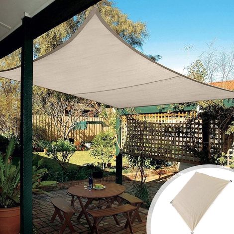 Housse rectangulaire extérieure en polyéthylène haute densité, 95% anti-UV, beige, format 200x400cm, bâche de protection imperméable pour mobilier de jardin, résistante aux intempéries (1/5)