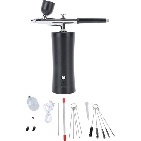 Kit de maquillage à air sans fil, pistolet à peinture électrique rechargeable USB pour tatouage, manucure et modélisme, pression 30 PSI, noir. (1/5)