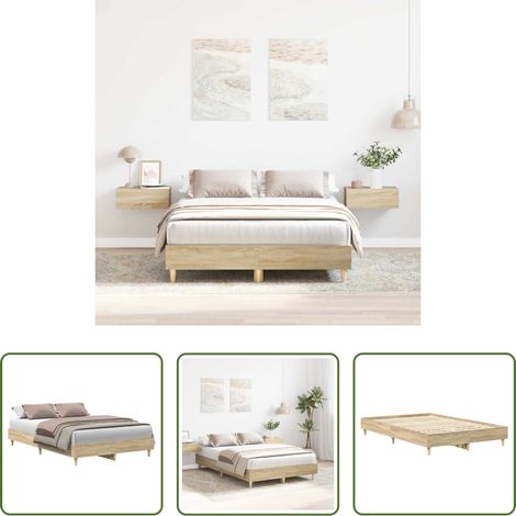 Lit chêne -  Cadre de lit sans matelas chêne sonoma 120x200 cm (1/5)