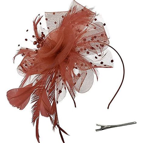 coiffe  Pois Avec Plumes Et Perles (caf), Ruban En Maille Fleurie Bandeau En Plumes Clips Fourchus Coiffe Cocktail Tea Party Coiffe Pour Filles Et (1/5)