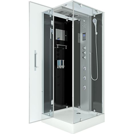 Duschkabine Komplettdusche Fertigdusche Dusche D38-13L1-EC 90x90 cm mit 2K Scheiben Versiegelung (1/5)