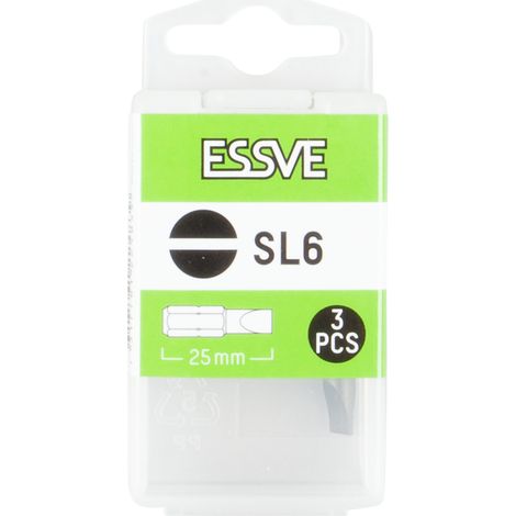 Set di 3 punte piatte ESSVE SL6 per cacciavite da 25 mm (1/2)