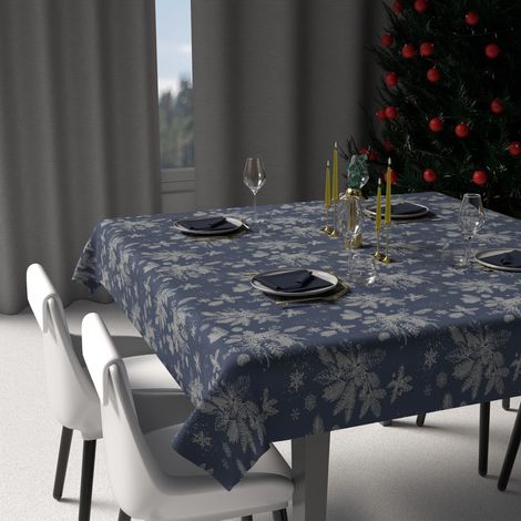 Nappe festive imprimée anti-tâches carrée 180x180 cm HOUX, par Soleil d'Ocre