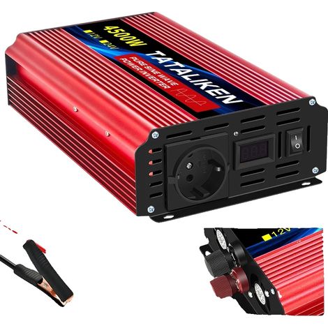 Onduleur, technologie d'onde sinusoïdale pure, 2 prises CA, UE 4500W12V220V50HZ (1/2)