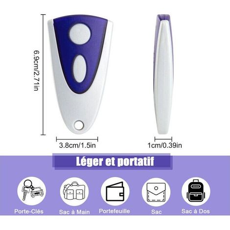 Lot de 2 télécommandes de porte de garage – Compatible Novoferm Novotron 502 MAX43-2 – Fréquence 433,92 MHz – Contrôle jusqu'à 2 portes - 92MHzz (1/5)