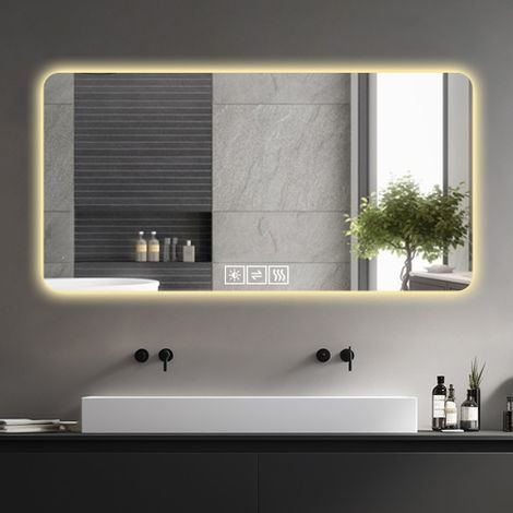 Miroir LED Salle de Bain 60x100cm Antibuée Dimmable Tactile Résistant Corrosion