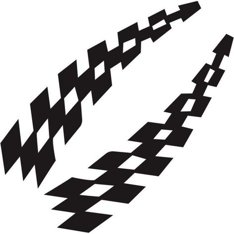 Lot de 2 autocollants pour pare-chocs de voiture Motif drapeau à carreaux Noir et Blanc, noir