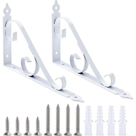 Staffa metallica per mensola da parete, staffa ad angolo triangolare a 90 gradi, supporto multifunzionale per mensola con viti per giardinaggio, bagno, cucina, 250 mm x 164 mm, 1 coppia (bianca)