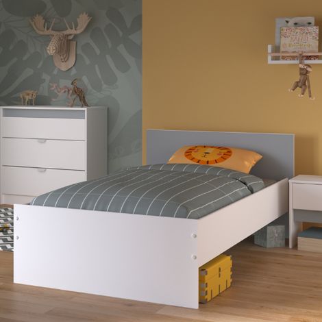 Lit Rue 90x200 - blanc/gris ou blanc/rose (1/5)