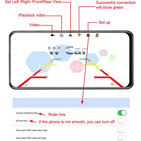 Decdeal WiFi Wireless Car Heck Ansicht Kamera Truck Bus 12 V  36 V Automobile LED Reverse HD Nachtsicht Backup -Kamera, IP67 Waterdofof Revering Monitor