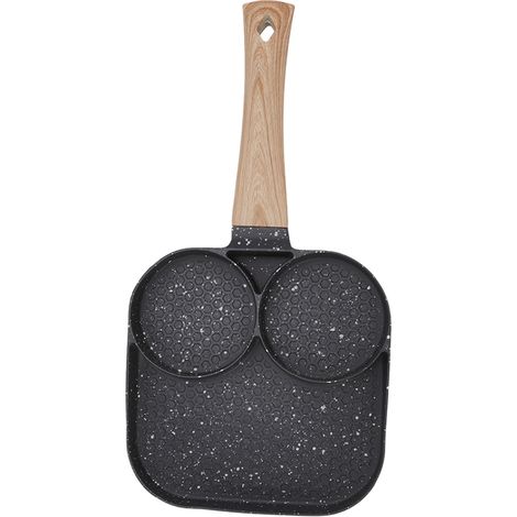 Poêle à petit-déjeuner 3 en 1 antiadhésive, résistante à la chaleur, avec compartiments et fonction grill, compatible avec les plaques à gaz et à induction.