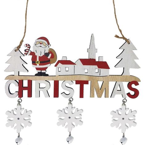 Décoration de Noël en bois, plaque de porte, Père Noël, décoration de fenêtre, idéale pour décorer la maison, l'intérieur et l'extérieur. (1/5)