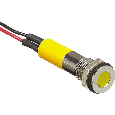 Voyant LED lumineux Jaune RS PRO, dia. 6mm, 12V c.c., taille de la lampe 3 mm, IP67 ( Prix pour 1 )