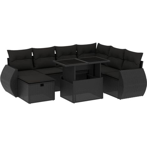 Set Divani da Giardino con Cuscini 8 pz Nero in Polyrattan vidaXL (1/5)