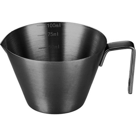 Tasse doseuse à expresso en acier inoxydable, tasse compacte pour café à la maison, idéale pour le latte art, design facile à verser, noir. (1/5)