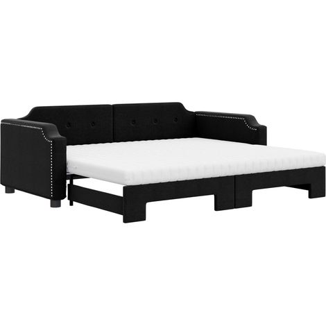 Maison Exclusive - Lit de jour avec lit gigogne et matelas noir 80x200 cm tissu
