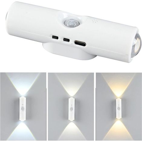 Intelligente Wandleuchte mit Bewegungssensor und Magnethalterung, wiederaufladbares LED-Nachtlicht per USB für Schlafzimmer, Flur, Treppenhaus und Kleiderschrank, einfache Installation, variable Helli