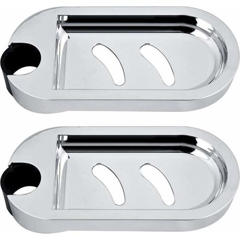 Porte-savon réglable pour barre de douche – Lot de 2 en ABS chromé – Convient aux barres Ø 25 mm – Aération optimale (1/5)