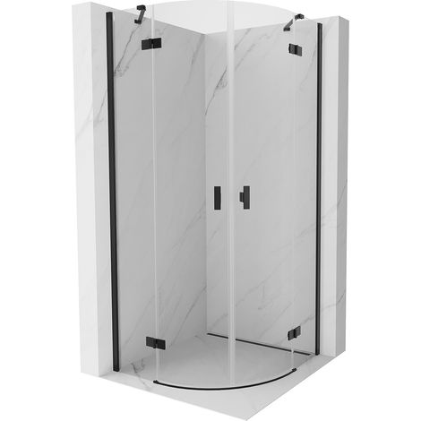 Mexen Mist Duschkabine halbrund schwenkbar 90 x 90 cm, transparent, schwarz - 8A33-090-090-70-00 (1/5)