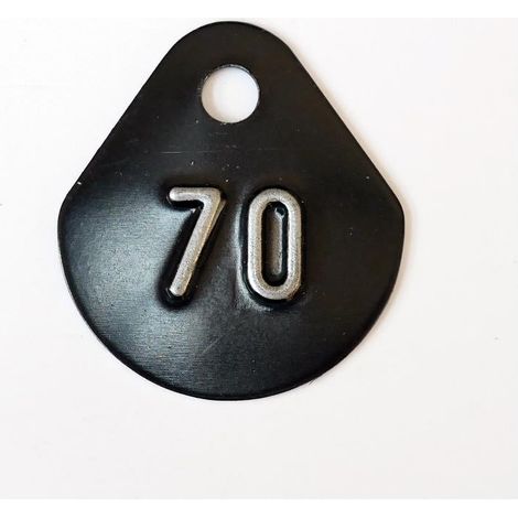 Chiffre goutte d'eau fond noir (à l'unité) estampé "70" en relief blanc hauteur d'écriture 11mm DERANCOURT