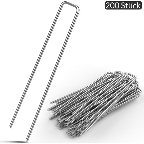Gardebruk Erdanker verzinkter Stahl 150mm x 25mm Ø 2,7mm Unkrautvlies Gartenvlies Zeltanker Heringe Bodenanker Zaun Garten Zelthering Kunstrasen 200er Set