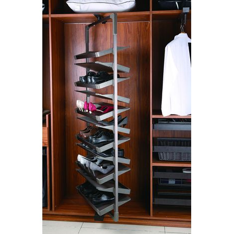 Étagère à chaussures rotative, 10 étagères, marron