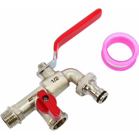 Awtools kran ogrodowy mosiądz niklowany podwójny 1/2" gwint zewnętrzny 2x3/4" (1/2)