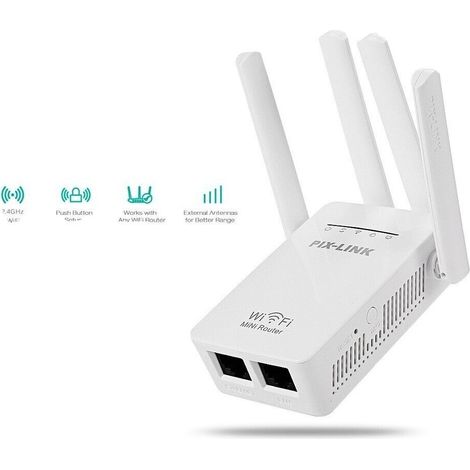 Trade Shop - WIRELESS SEGNAL REPETIER MIT 4 ANTENNE 2 PORTE WIFI RANGE EXTENDER ROUTER - (1/5)