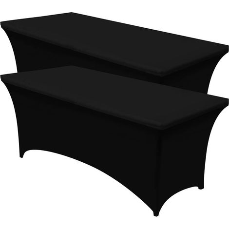 Mantel de cocina elástico GABRIELLE [183 x 76 x 76 cm] de poliéster y elastano, lavable a máquina y antiarrugas (juego de 2, negro)
