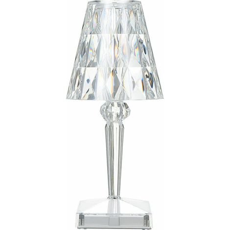 Lampe De Table En Cristal De Diamant, Lampe De Chevet De Chambre En Cristal Rechargeable Par Usb, Temperature/Luminosite Reglables, Type Tactile De Batterie Au Lithium (1/5)
