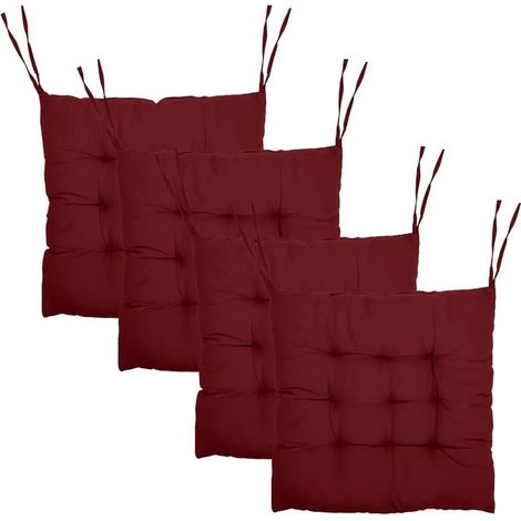 Lot de 4 Coussins de Chaise, 40 x 40 cm, Coussin pour Chaise d'Intérieur Argenté, Coussins Disponibles à l’intérieur et à l’extérieur, Coussins de Chaise pour (Bordeaux) (1/5)