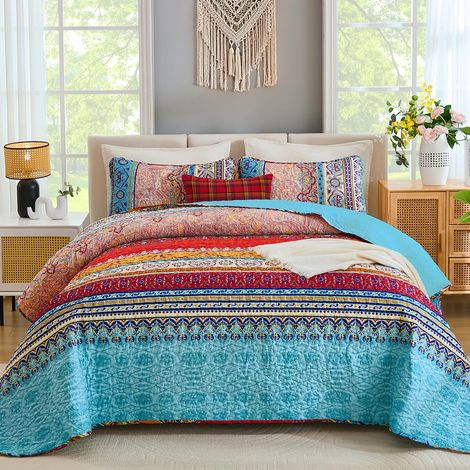 Parure de lit bohème avec Housse de Couette et taies d'oreiller en Microfibre légère pour Toutes Les Saisons (2 pièces, lit Simple) (1/5)