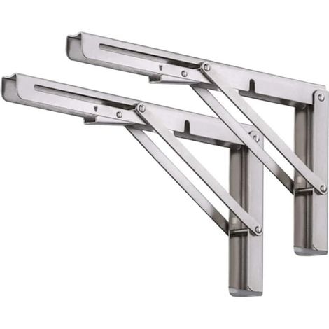 Support triangulaire de 14 pouces de 2 pièces pliable pour un rangement facile Armoire en acier inoxydable Support de rangement (1/4)