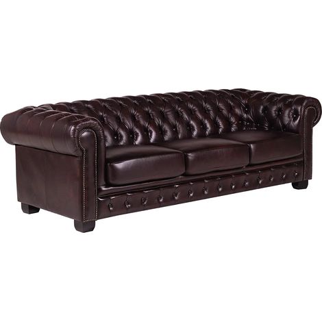 Divano chesterfield 100% pelle a pieno fiore ciliegia- BRENTON (1/5)