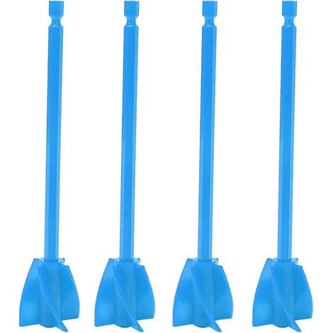4-teiliges Set Mischpaddel aus Harz, starke und gleichmäßige Mischung, 5 Flügel, wiederverwendbarer Farbmischer, Bohrmaschinenaufsatz, blau