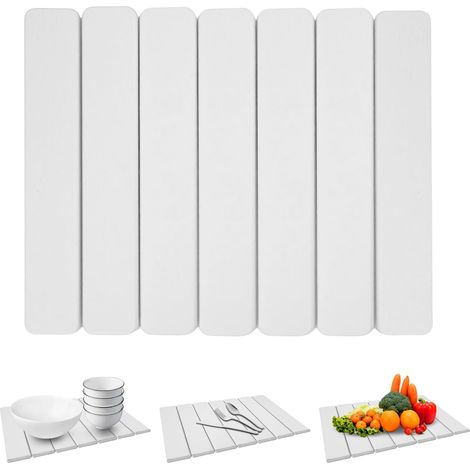 Tapis en pierre à séchage rapide pour cuisine, tapis de séchage en pierre, planche de drainage absorbante, tapis de séchage de vaisselle réutilisable pour égouttoir pliable, comptoir de (1/5)